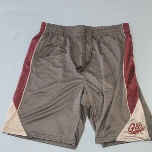 U of MONTANA Colosseum Gray and Maroon Athletic Shorts